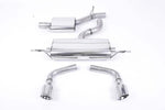 Milltek Sport exhaust system parts for 2006-2010 Audi TT Mk2 3.2 quattro (part SSXAU146): pipework, silencers and polished silver tailpipe tips