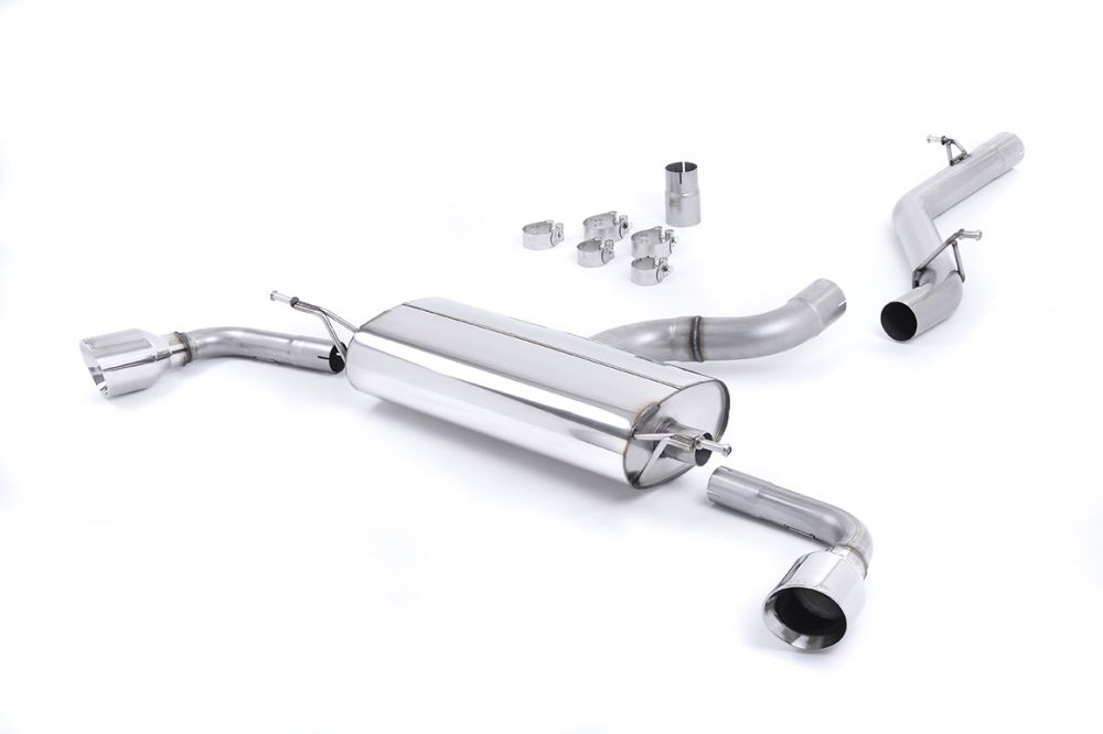 Milltek Sport exhaust system parts for 2006-2010 Audi TT Mk2 3.2 quattro (part SSXAU257): pipework, silencers and polished silver tailpipe tips (photo 2)