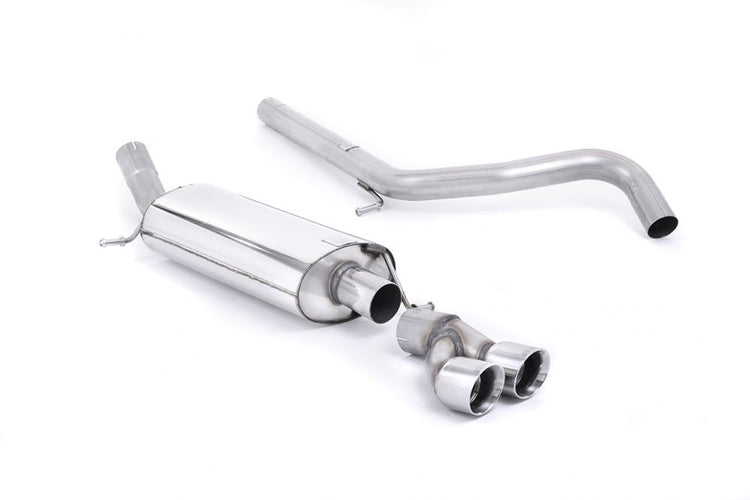 A front view of Milltek Non-Resonated (Louder) Cat-Back Exhaust System Audi A1 8X 2010-2018 with white background