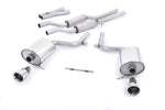 A front view of Milltek Resonated Cat-back Exhaust System for Audi S4 B6 4.2 V8 Quattro 2003-2005 with white background