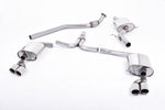 A front view of Milltek Cat-back Exhaust System for Audi A5 B8 2.0 TFSI 2WD and quattro S tronic 2008-2012 with white background