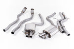 Milltek Sport exhaust system parts for 2010-2015 Audi RS5 B8 Coupé (part SSXAU335): pipework, silencers and black tailpipe tips