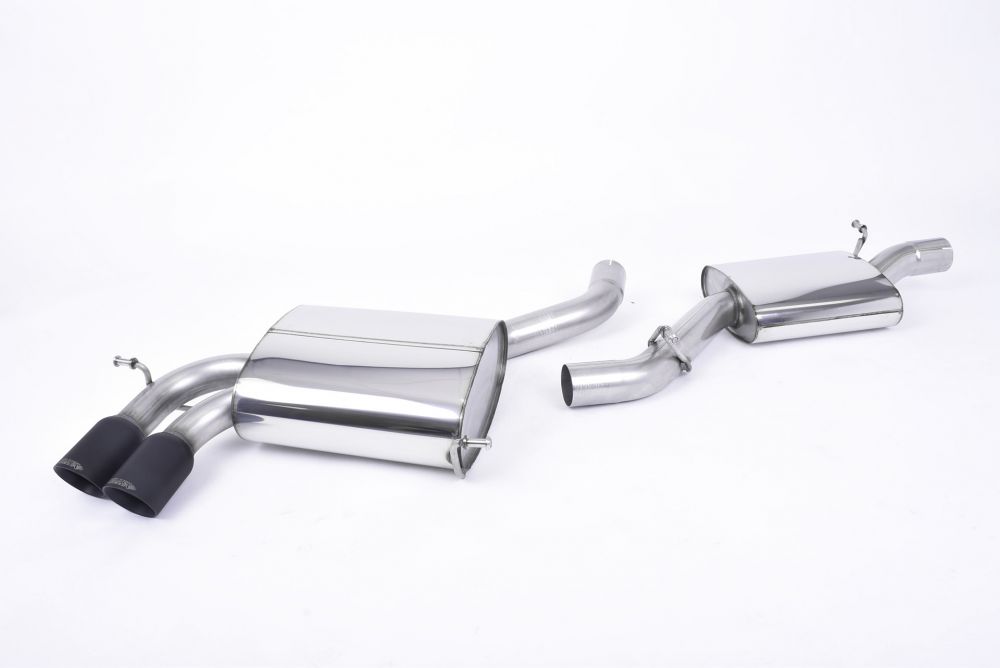 Milltek Sport exhaust system parts for 2006-2012 Audi S3 2.0 T quattro 3-Door 8P (part SSXAU352): pipework, silencers and polished silver tailpipe tips