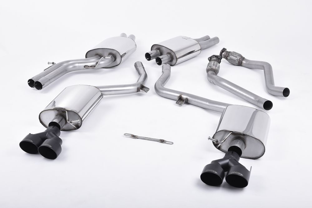 Milltek Sport exhaust system parts for 2012-2016 Audi S4 3.0 Supercharged V6 B8.5 (part SSXAU367): pipework, silencers and black tailpipe tips (photo 2)