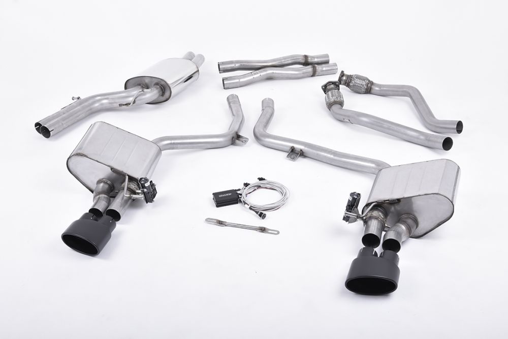 Milltek Sport exhaust system parts for 2009-2012 Audi S4 3.0 Supercharged V6 B8 (part SSXAU380): pipework, silencers and black tailpipe tips (photo 2)
