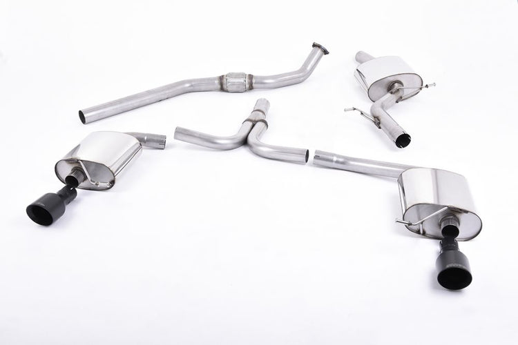 A front view of Milltek Cat-back Exhaust System Audi A5 B8 Sportback 2.0 TFSI 2WD and quattro 2009-2012 with white background