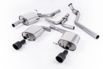 Milltek Sport exhaust system parts for 2008-2012 Audi A5 Cabriolet 2.0 TFSI 2WD and quattro (part SSXAU439): pipework, silencers and black tailpipe tips