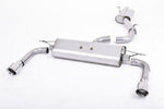 Milltek Sport exhaust system parts for 2014-2020 Audi A3 2.0 TFSI quattro Sedan 8V (part SSXAU485): pipework, silencers and polished silver tailpipe tips