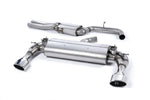 Milltek Sport exhaust system parts for 2015-2017 Audi RS3 Sportback (part SSXAU589): pipework, silencers and black tailpipe tips