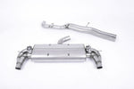 Milltek Sport exhaust system parts for 2015-2017 Audi RS3 Sportback (part SSXAU592): pipework, silencers and polished silver tailpipe tips
