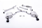 Milltek Sport exhaust system parts for 2016+ Audi A4 2.0 TFSI B9 Quattro Saloon & Avant (part SSXAU615): pipework, silencers and black tailpipe tips