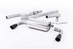 Milltek Sport exhaust system parts for 2014-2016 BMW 4 Series F32 428i Coupé (part SSXBM1006): pipework, silencers and black tailpipe tips