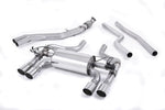 Milltek Sport exhaust system parts for 2016-2018 BMW 2 Series M2 Coupé (part SSXBM1033): pipework, silencers and black tailpipe tips