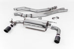 Milltek Sport exhaust system parts for 2015-2018 BMW 2 Series M240i Coupe (part SSXBM1055): pipework, silencers and black tailpipe tips