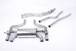 Milltek Sport exhaust system parts for 2016-2018 BMW 2 Series M2 Coupé (part SSXBM1061): pipework, silencers and polished silver tailpipe tips