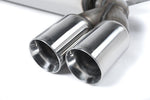 Close-up of polished silver Milltek Sport exhaust tips for the 2001-2007 BMW 3 Series E46 M3 3.2 Coupe - Cabriolet (part SSXBM934)