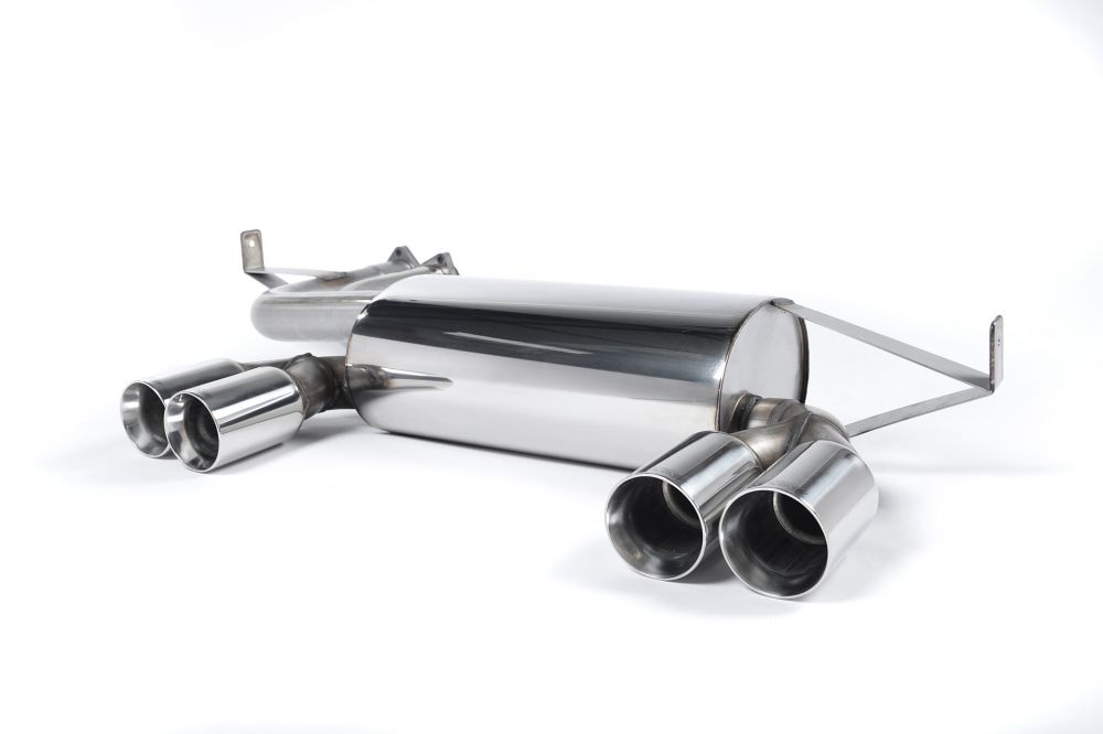 Milltek Sport exhaust system parts for 2003-2007 BMW 3 Series E46 M3 CSL (part SSXBM934): pipework, silencers and black tailpipe tips