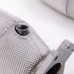 A close up view of Milltek Large Bore Downpipe and Hi-Flow Sports Catalyst w/ Heat Wrap for Chevrolet Corvette C8 Z06 5.5L V8 2023-2025 with white background