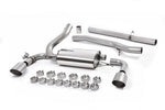 Milltek Sport exhaust system parts for 2016-2018 Ford Focus Mk3 RS 2.3-litre EcoBoost 4wd 5-Door Hatchback (part SSXFD185): pipework, silencers and black tailpipe tips