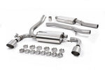 Milltek Sport exhaust system parts for 2016-2018 Ford Focus Mk3 RS 2.3-litre EcoBoost 4wd 5-Door Hatchback (part SSXFD188): pipework, silencers and black tailpipe tips