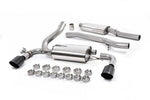 Milltek Sport exhaust system parts for 2016-2018 Ford Focus Mk3 RS 2.3-litre EcoBoost 4wd 5-Door Hatchback (part SSXFD189): pipework, silencers and black tailpipe tips