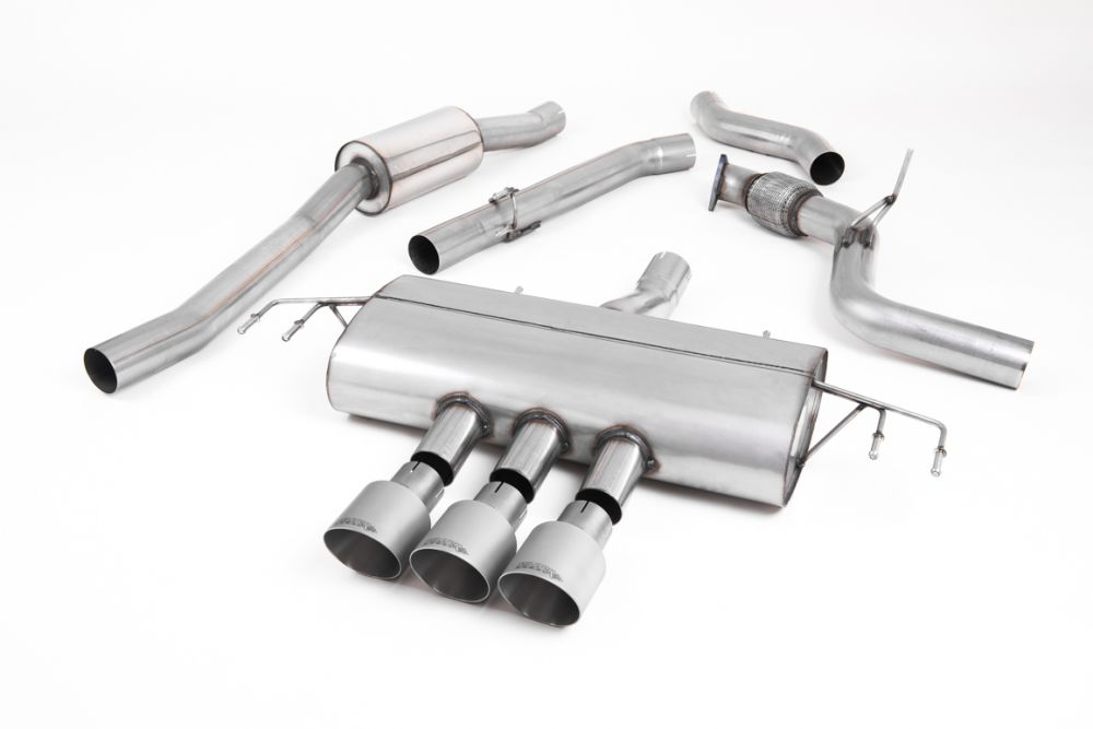 Milltek Sport exhaust system parts for 2017-2022 Honda Civic Type R FK8 2.0 i-VTEC (part SSXHO245): pipework, silencers and black tailpipe tips