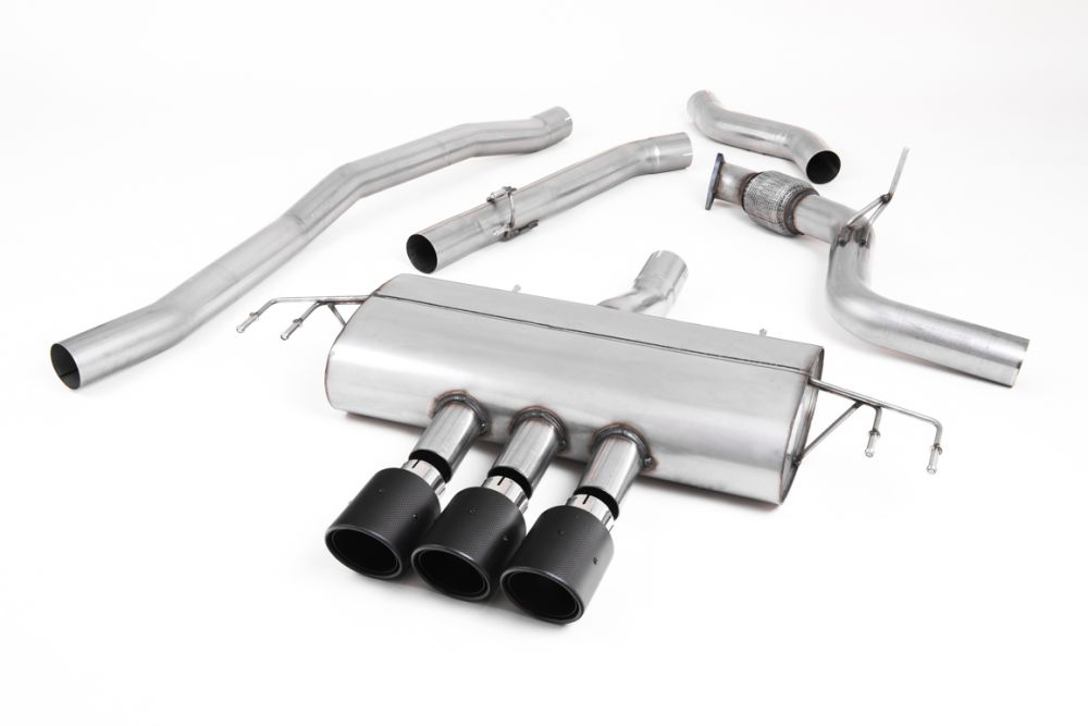 Milltek Sport exhaust system parts for 2017-2022 Honda Civic Type R FK8 2.0 i-VTEC (part SSXHO250): pipework, silencers and black tailpipe tips