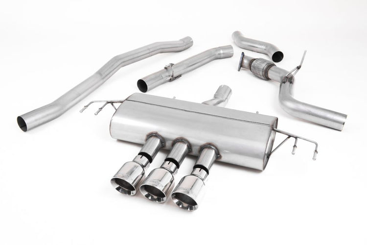 Milltek Sport exhaust system parts for 2017-2022 Honda Civic Type R FK8 2.0 i-VTEC (part SSXHO252): pipework, silencers and black tailpipe tips
