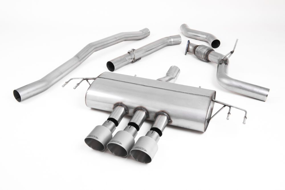 Milltek Sport exhaust system parts for 2017-2022 Honda Civic Type R FK8 2.0 i-VTEC (part SSXHO254): pipework, silencers and black tailpipe tips