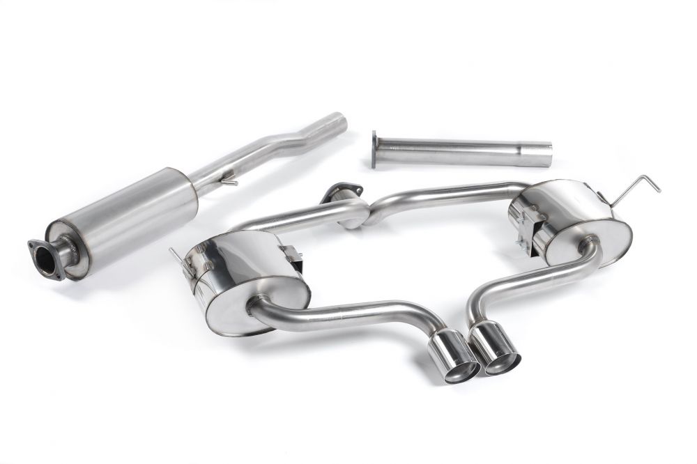 Milltek Sport exhaust system parts for 2002-2006 MINI Mk1 Cooper S (part SSXM006): pipework, silencers and polished silver tailpipe tips