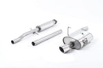 Milltek Sport exhaust system parts for 2001-2006 MINI Mk1 Cooper 1.6i (part SSXM012): pipework, silencers and polished silver tailpipe tips