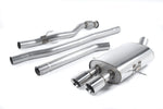 Milltek Sport exhaust system parts for 2006-2014 MINI Mk2 Cooper S 1.6i Turbo (part SSXM025): pipework, silencers and polished silver tailpipe tips