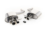 Milltek Sport exhaust system parts for 2015+ Mercedes-Benz C-Class C63 & C63 S Saloon 4.0 Bi-Turbo V8 (part SSXMZ120): pipework, silencers and black tailpipe tips