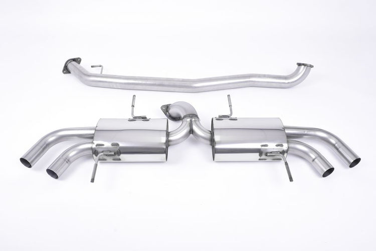 Milltek Sport exhaust system parts for 2009-2015 Nissan GT-R R35 (part SSXNI003): pipework, silencers and polished silver tailpipe tips
