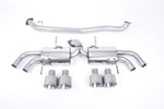 Milltek Sport exhaust system parts for 2009-2015 Nissan GT-R R35 (part SSXNI007): pipework, silencers and polished silver tailpipe tips