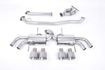 Milltek Sport exhaust system parts for 2009-2015 Nissan GT-R R35 (part SSXNI009): pipework, silencers and polished silver tailpipe tips