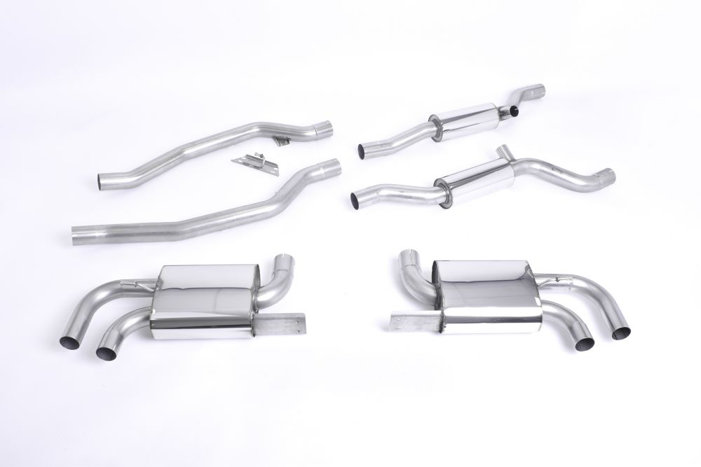Milltek Sport exhaust system parts for 2010-2014 Porsche Cayenne 958 Turbo 4.8 V8 (part SSXPO109): pipework, silencers and polished silver tailpipe tips