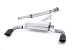 Milltek Sport exhaust system parts for 2012-2021 Subaru BRZ 2.0-litre (part SSXSB043): pipework, silencers and black tailpipe tips
