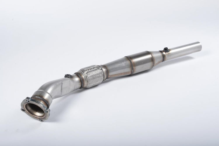A front view of Milltek 3" Large Bore Downpipe w/ Catalyst Delete Pipe for Milltek Catback Skoda Octavia 1U 1996-2010 with white background