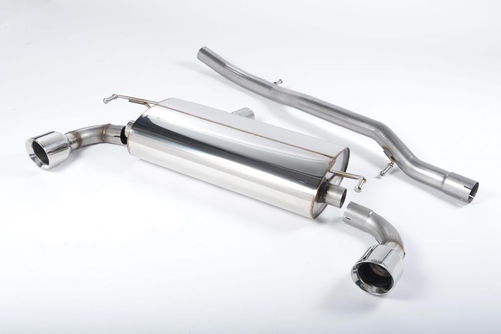 Milltek Sport exhaust system parts for 2002-2005 Volkswagen Golf Mk4 R32 3.2 V6 4WD (part SSXVW136): pipework, silencers and polished silver tailpipe tips