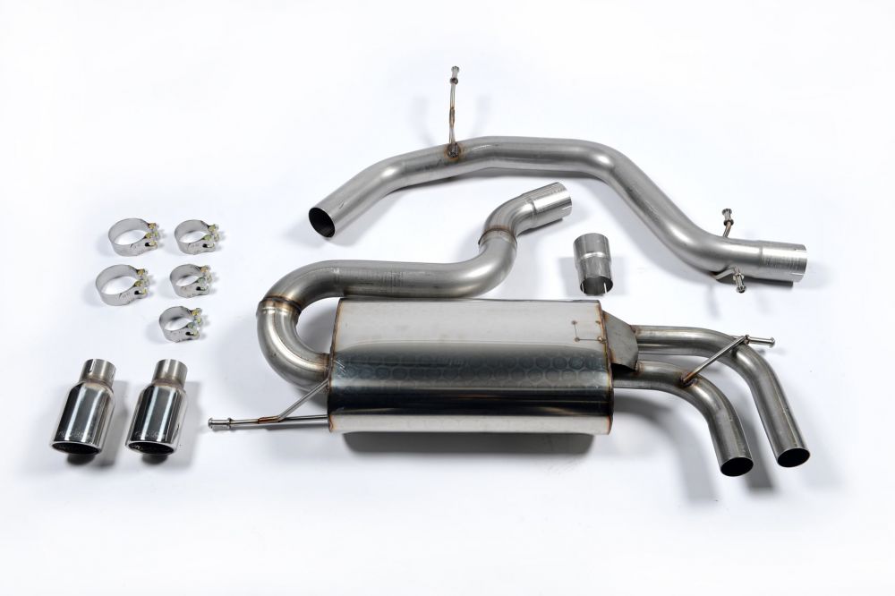 Milltek Sport exhaust system parts for 2003-2012 Audi A3 2.0T FSI 2WD 3 door (part SSXVW147): pipework, silencers and black tailpipe tips (photo 2)