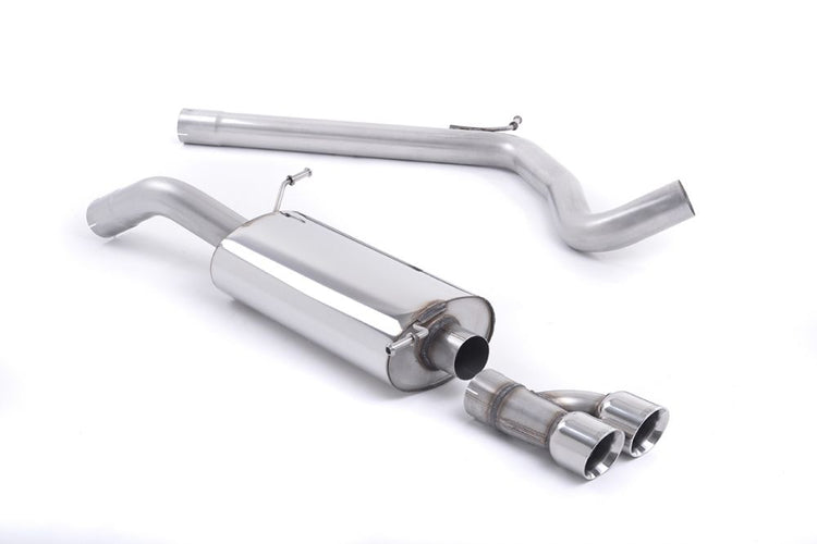 A front view of Milltek Non-Resonated (Louder) Cat-Back Exhaust System Polished Tips Audi A1 8X 2010-2018 with white background