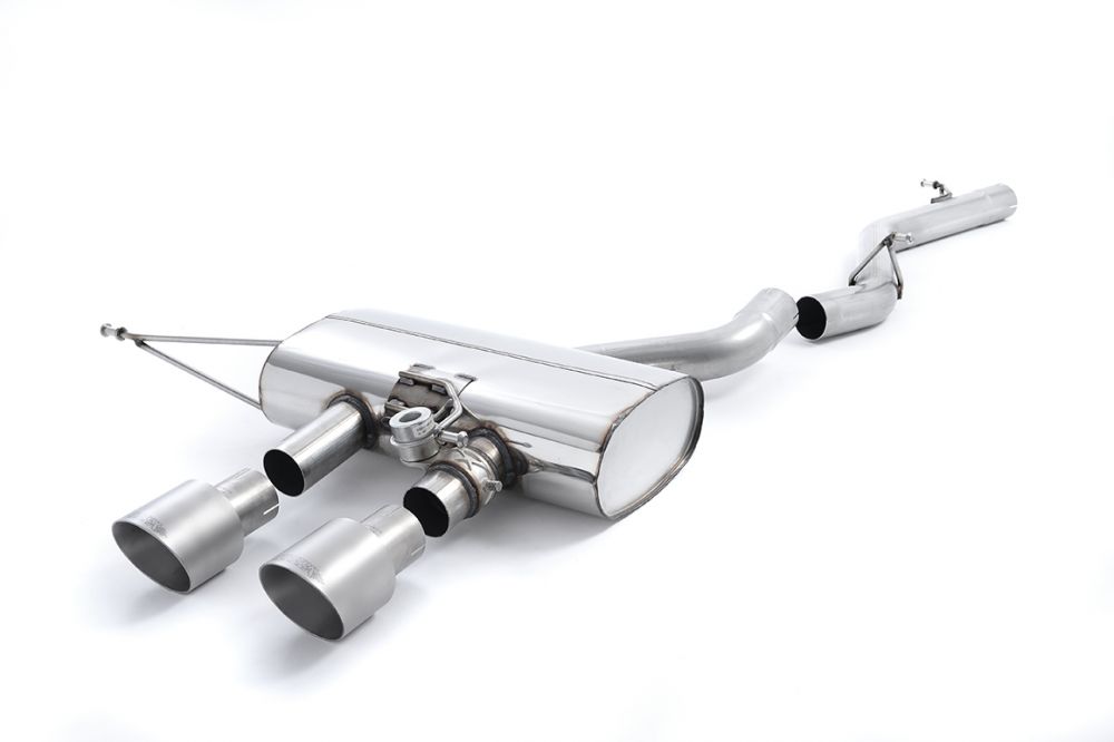 Milltek Sport exhaust system parts for 2009-2013 Volkswagen Golf Mk6 R 2.0 TFSI 270PS (part SSXVW165): pipework, silencers and black tailpipe tips