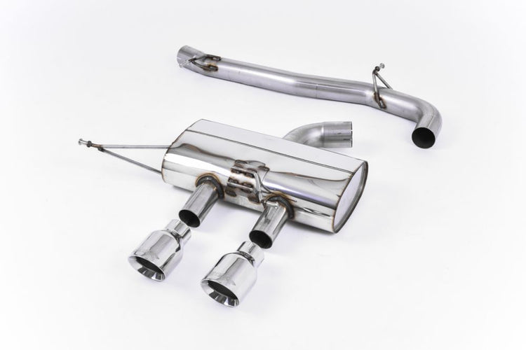 Milltek Sport exhaust system parts for 2009-2013 Volkswagen Golf Mk6 R 2.0 TFSI 270PS (part SSXVW218): pipework, silencers and black tailpipe tips