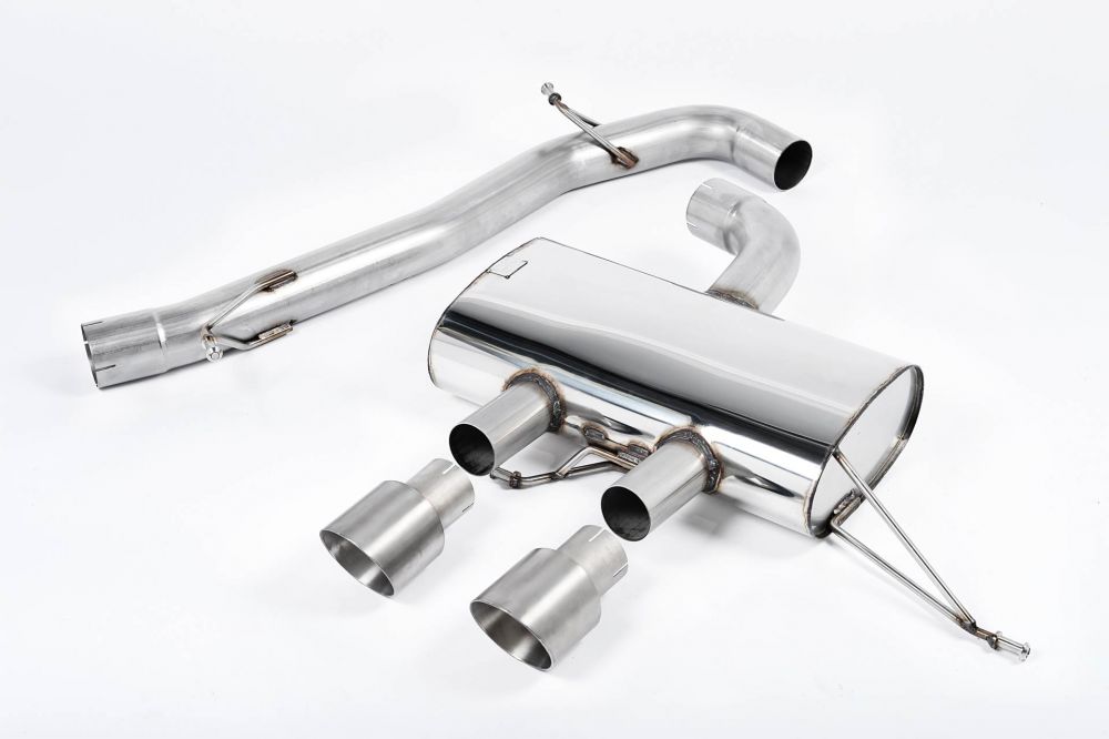 Milltek Sport exhaust system parts for 2009-2013 Volkswagen Golf Mk6 R 2.0 TFSI 270PS (part SSXVW219): pipework, silencers and black tailpipe tips