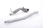 A front view of Milltek 3" Large Bore Downpipe w/ Hi-Flow Sports Catalyst for OE Catback SEAT Leon 5F 2012-2020 with white background