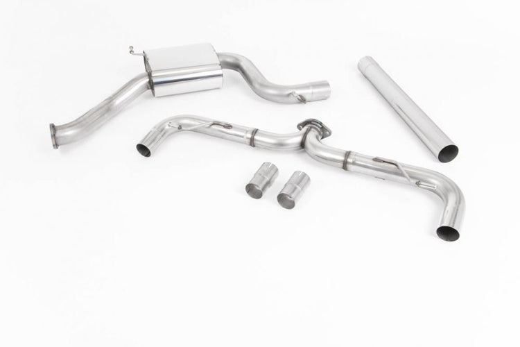Milltek Sport exhaust system parts for 2017-2018 Volkswagen Golf MK7.5 GTi (part SSXVW462): pipework, silencers and polished silver tailpipe tips