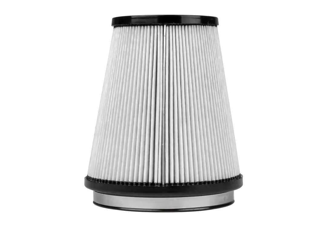 Close up view of Stillen Hi-Flow Cold Air Intake Dry Filter for Nissan Frontier/Nissan Xterra/Nissan Pathfinder 2005-2013 with white background