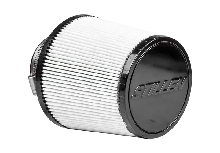 Close-up shot of Stillen Gen 3 [V36] Dual Ultra Long Tube Air Intake Kit - Dry Filter for Infiniti G37 Sedan/Q40 [2009-2015] with white background