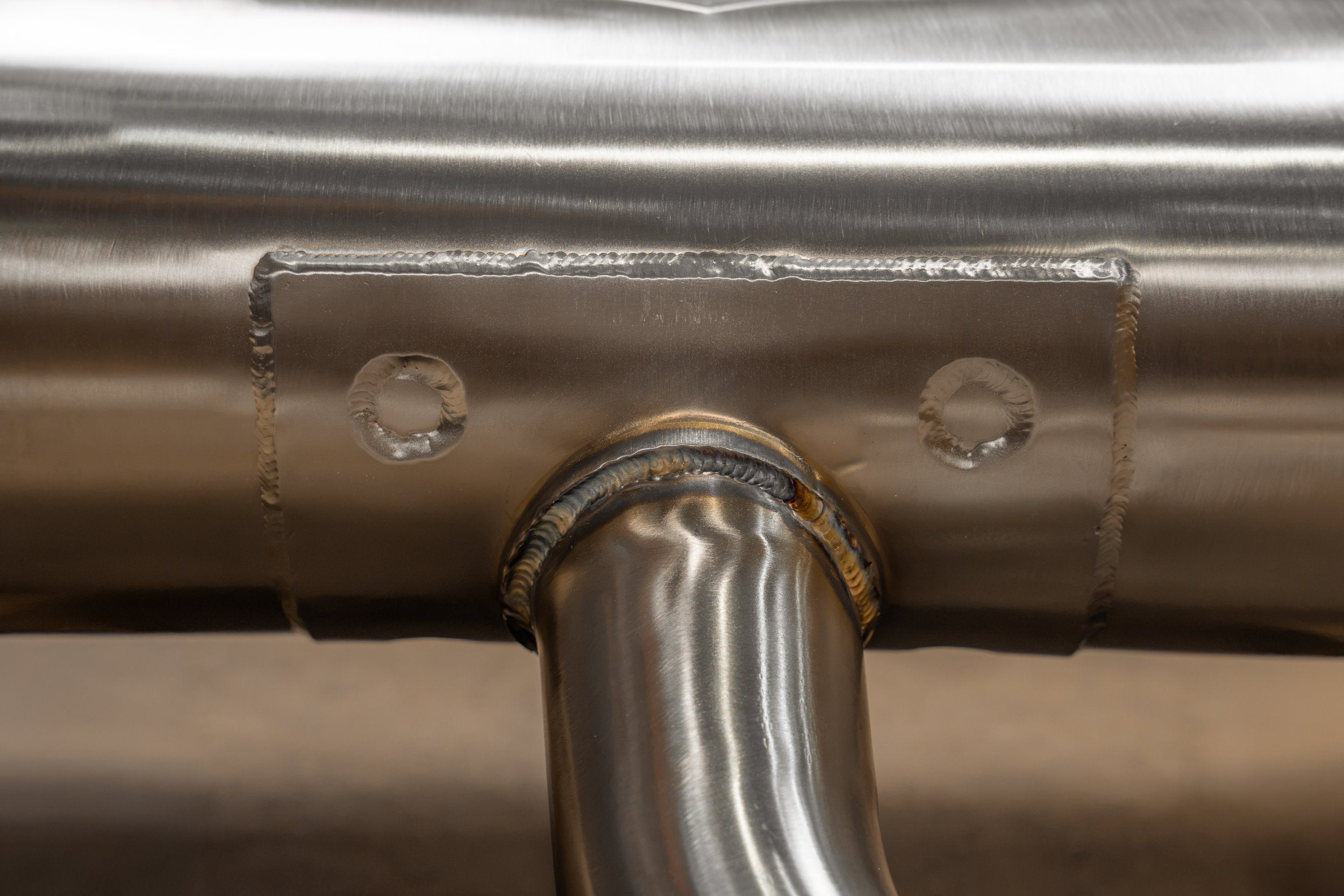 TIG-welded pipe junction on the SHUTO rear muffler